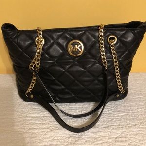 Michael Kors black quilted purse bag